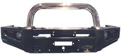 Силовой бампер передний стальной для Nissan Patrol Y60 92-97, хромированная центральная дуга