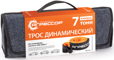 Ремень буксировочный, динамический Агрессор, разрывная нагрузка: 7 т (6 м, 70 мм)
